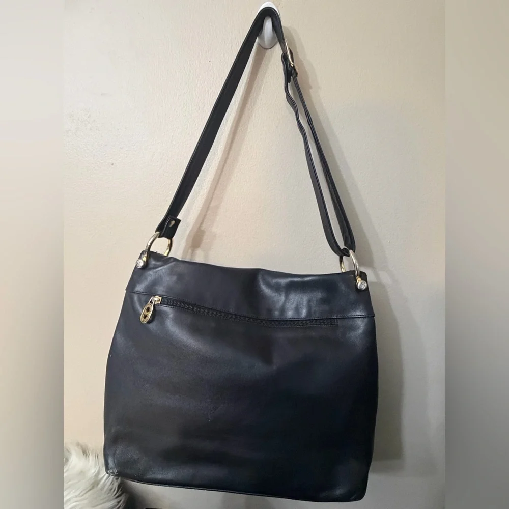 Vintage Elegant Black Leather Shoulder Bag
